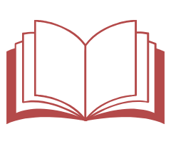 an open book with a red cover