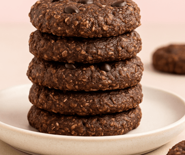 a stack of cookies with chocolate chips and chocolate chips