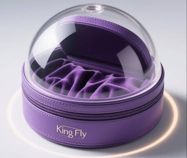 Futuristic purple jewelry case with a clear dome, an innovative King Fly design