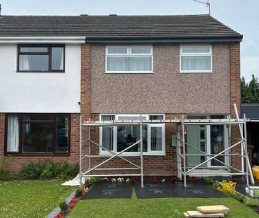 House exterior rendered with weatherproof finish in a Worcester property.