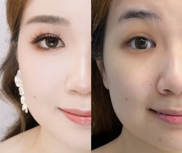 香港婚禮新娘化妝師妝前妝後對比