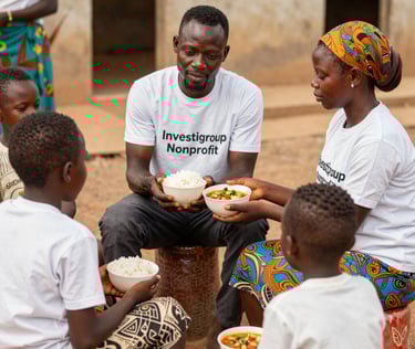 A group of diverse volunteers sharing a joyful moment after a successful event.