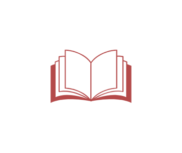 an open book with a red cover