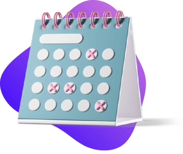 clipart image of a calendar on the purple gradient background