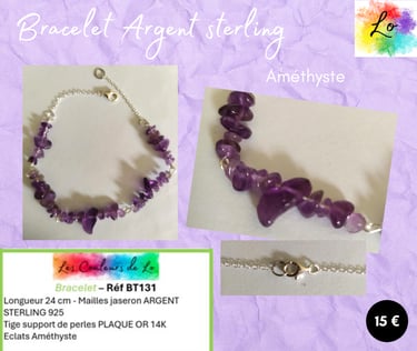 Bracelet Argent sterling Améthyste Les Couleurs de Lo