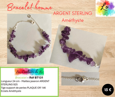 Bracelet Argent sterling Améthyste Les Couleurs de Lo