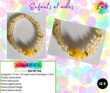 Bracelet doré Jade Agate Quartz Les Couleurs de Lo