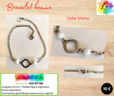 Bracelet argenté Jade blanc Les Couleurs de Lo