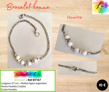 Bracelet argenté Howlite Les Couleurs de Lo