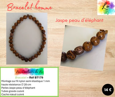 Bracelet cuivré Jaspe peau d'éléphant Les Couleurs de Lo