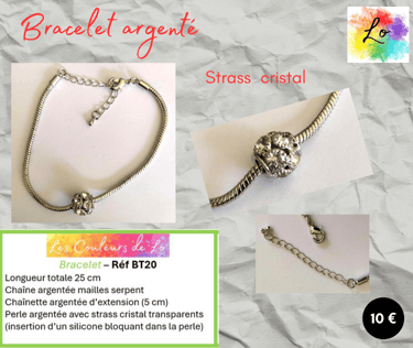 Bracelet argenté strass cristal transparent Les Couleurs de Lo