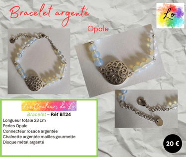 Bracelet argenté Opale rosace argentée Les Couleurs de Lo