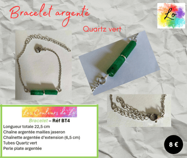 Bracelet argenté Quartz vert Les Couleurs de Lo