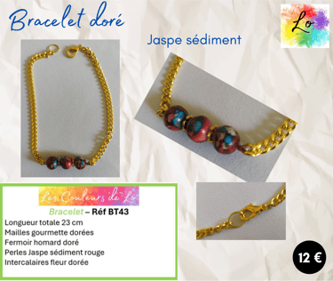 Bracelet doré Jaspe sédiment bleu Les Couleurs de Lo