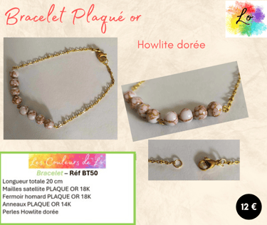 Bracelet Plaqué or Howlite dorée Les Couleurs de Lo