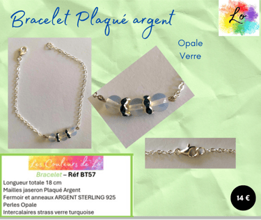 Bracelet Plaqué argent Opale strass verre Les Couleurs de Lo