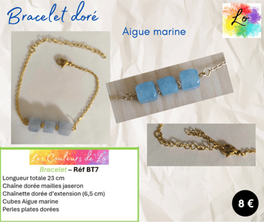Bracelet doré Aigue marine Les Couleurs de Lo