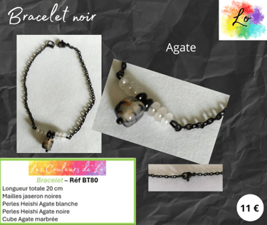 Bracelet noir Agate Les Couleurs de Lo