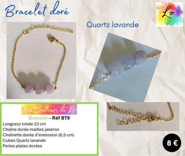 Bracelet doré Quartz lavande Les Couleurs de Lo