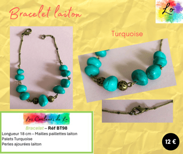 Bracelet laiton Turquoise Les Couleurs de Lo