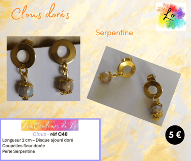 Boucles clous dorés Serpentine Les Couleurs de Lo
