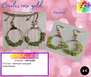 Créoles rose gold 2,5 cm Péridot Les Couleurs de Lo