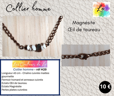 Collier cuivré Magnésite Œil de taureau Les Couleurs de Lo