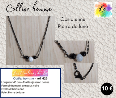 Collier noires Obsidienne Pierre de lune Les Conseils de Lo