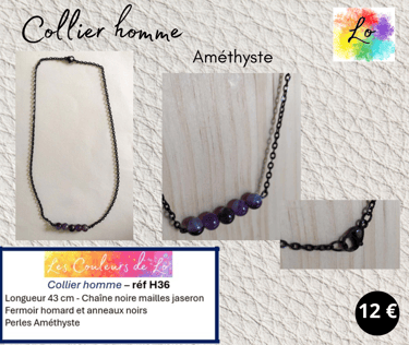 Collier noir Améthyste Les Couleurs de Lo