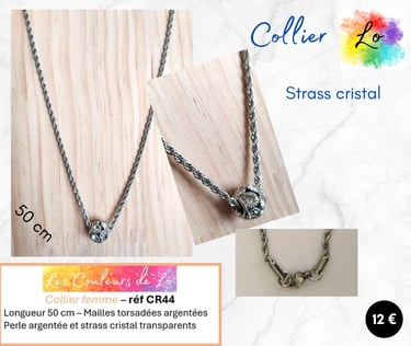Collier argenté strass cristal transparent Les Couleurs de Lo
