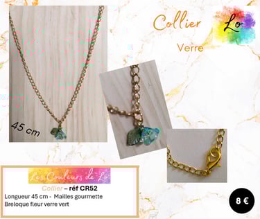 Collier doré pendentif fleur verre Les Couleurs de Lo