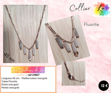 Collier rose gold Fluorite perle acier Les Couleurs de Lo