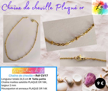 Chaîne de cheville Plaqué or mailles satellite Les Couleurs de Lo