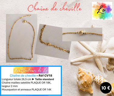 Chaîne de cheville Plaqué or mailles satellite Les Couleurs de Lo