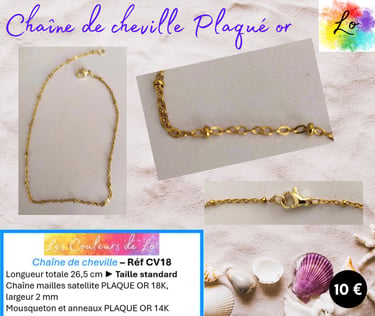 Chaîne de cheville Plaqué or mailles satellite Les Couleurs de Lo