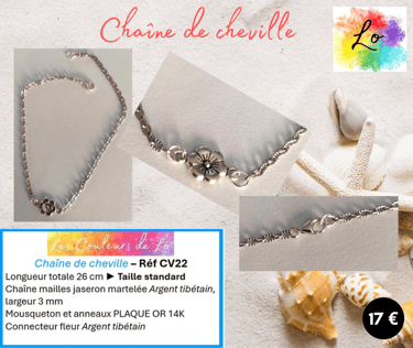Chaîne de cheville Argent tibétain fleur Argent tibétain Les Couleurs de Lo