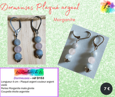Boucles dormeuses Plaqué argent Morganite Les Couleurs de Lo