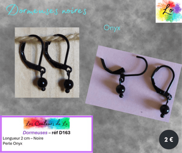 Boucles dormeuses noires Onyx Les Couleurs de Lo