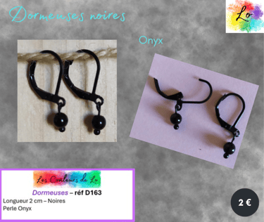 Boucles dormeuses noires Onyx Les Couleurs de Lo