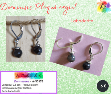 Boucles dormeuses Plaqué argent Labadorite Les Couleurs de Lo