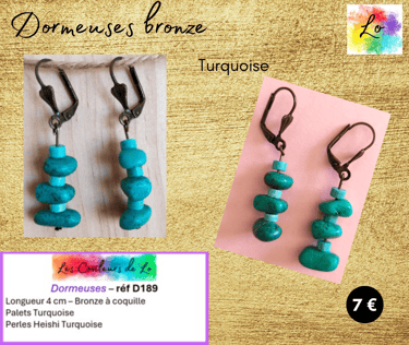 Boucles dormeuses bronze Turquoise Les Couleurs de Lo