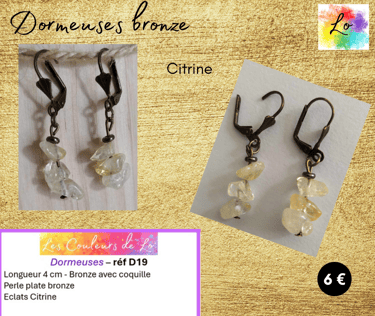 Boucles dormeuses bronze Citrine Les Couleurs de Lo