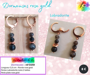 Boucles dormeuses rose gold Labradorite Les Couleurs de Lo