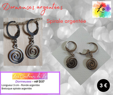 Boucle dormeuses argentées spirale acier Les Couleurs de Lo