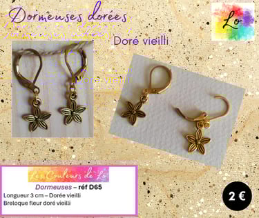 Boucles dormeuses dorées fleur métal Les Couleurs de Lo