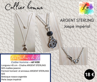 Collier Argent Sterling 925 nœud celtique métal Jaspe impérial Les Couleurs de Lo
