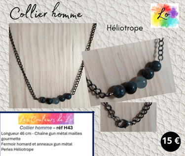 Collier gun métal Héliotrope Les Couleurs de Lo