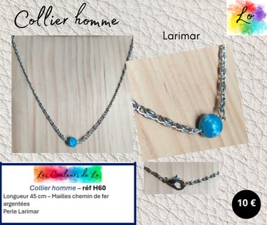 Collier argenté Larimar Les Couleurs de Lo