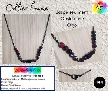 Collier noir Jaspe sédiment Obsidienne Onyx Les Couleurs de Lo