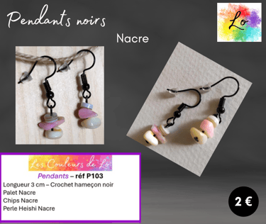 Boucles pendants noirs Nacre Les Couleurs de Lo